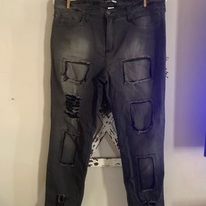 Fashion nova bnwot black patch work jeans size 15